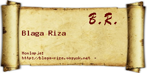 Blaga Riza névjegykártya